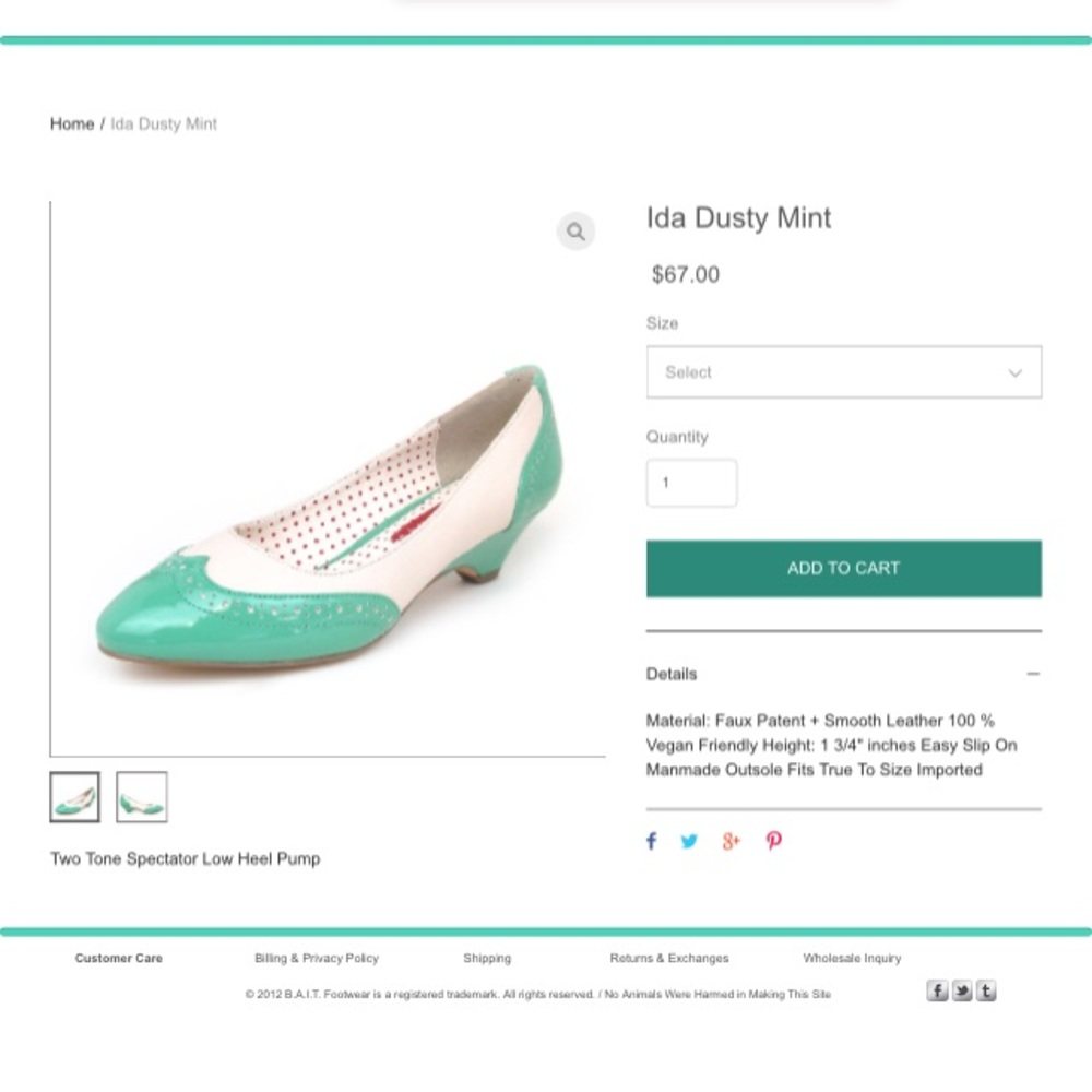 B.A.I.T. Teal Ida pumps, 7, new in box